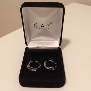 Sterling silver and diamond 3-strand hoop earrings